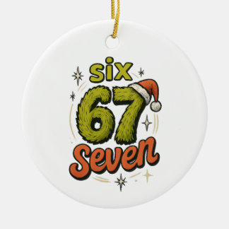 67, 6-7 meme, 6 7 funny, 67 christmas ceramic tree decoration