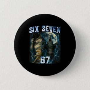 67 Alpha Wolf Meme Funny Graphic Tee Six Seven Hum 6 Cm Round Badge