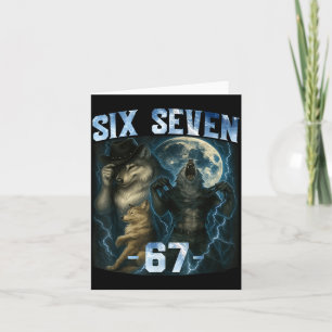 67 Alpha Wolf Meme Funny Graphic Tee Six Seven Hum Card