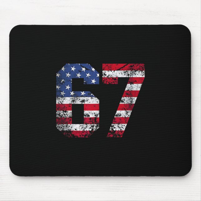 67 American Flag Meme Funny Six Seven Gen Alpha Sl Mouse Mat (Front)