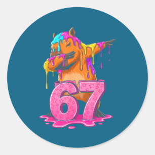 67 Animals Funny 67 Brainrot Youth Kids Capybara 6 Classic Round Sticker