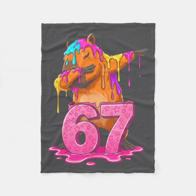 67 Animals Funny 67 Brainrot Youth Kids Capybara 6 Fleece Blanket (Front)