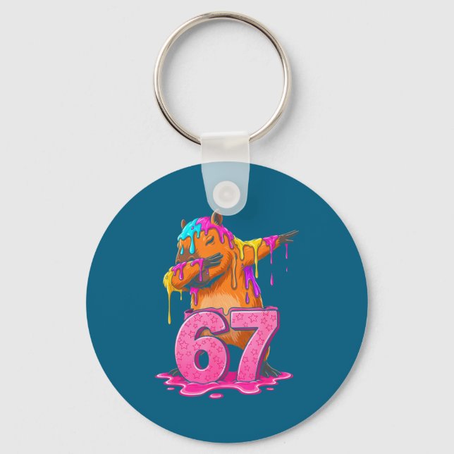 67 Animals Funny 67 Brainrot Youth Kids Capybara 6 Key Ring (Front)