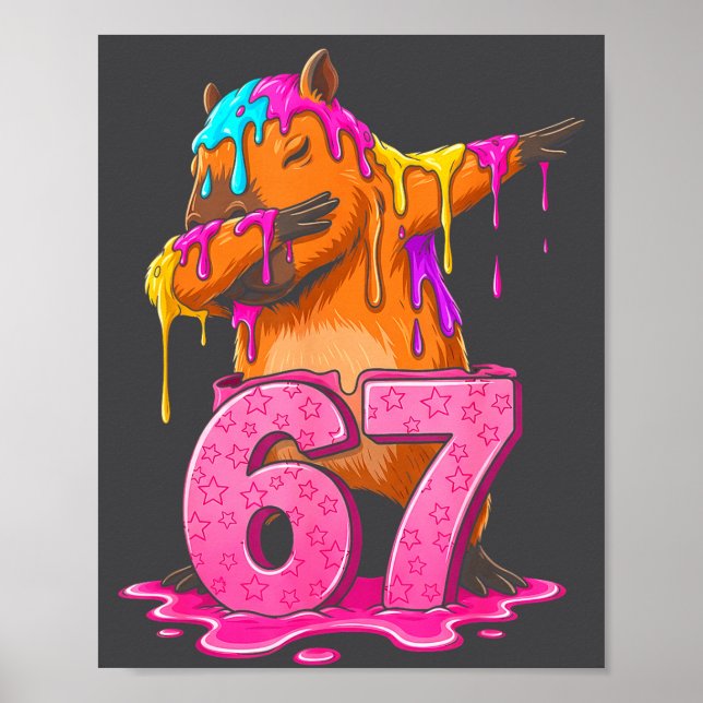 67 Animals Funny 67 Brainrot Youth Kids Capybara 6 Poster (Front)