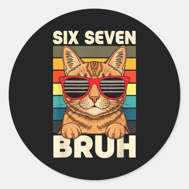 67 Animals Funny 67 Brainrot Youth Kids Cat 67  Classic Round Sticker (Front)