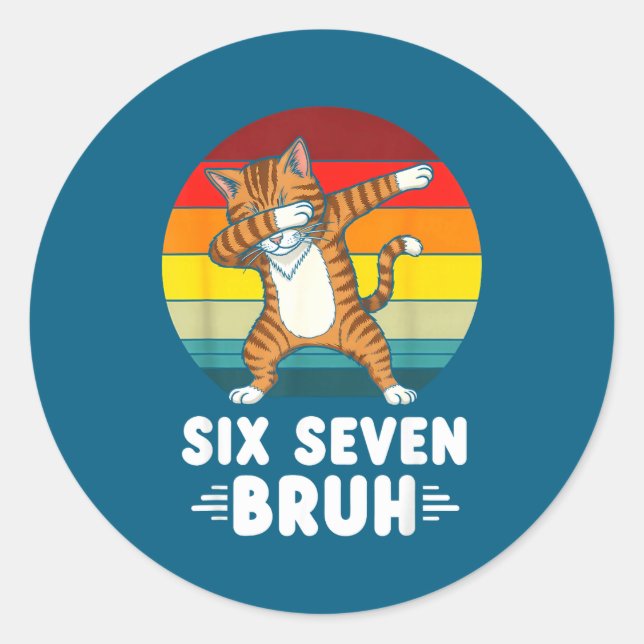 67 Animals Funny 67 Brainrot Youth Kids Cat 67  Classic Round Sticker (Front)