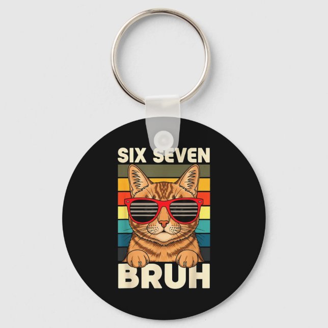 67 Animals Funny 67 Brainrot Youth Kids Cat 67  Key Ring (Front)