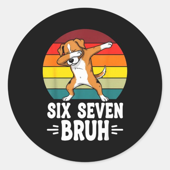 67 Animals Funny 67 Brainrot Youth Kids Dog 67  Classic Round Sticker (Front)