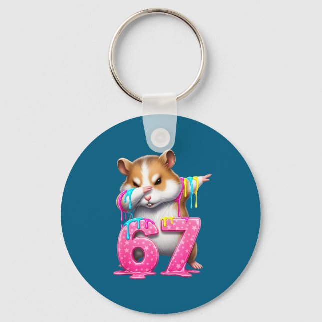 67 Animals Funny 67 Brainrot Youth Kids Hamster 67 Key Ring (Front)