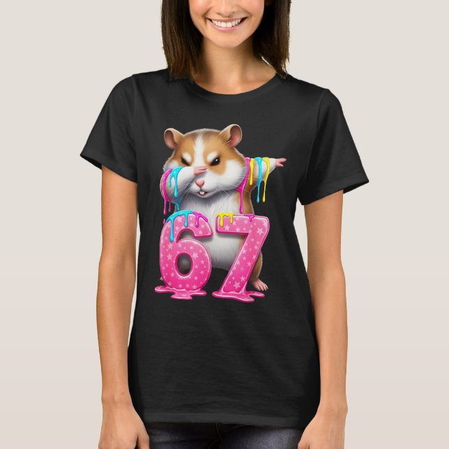 67 Animals Funny 67 Brainrot Youth Kids Hamster 67 T-Shirt (Front)