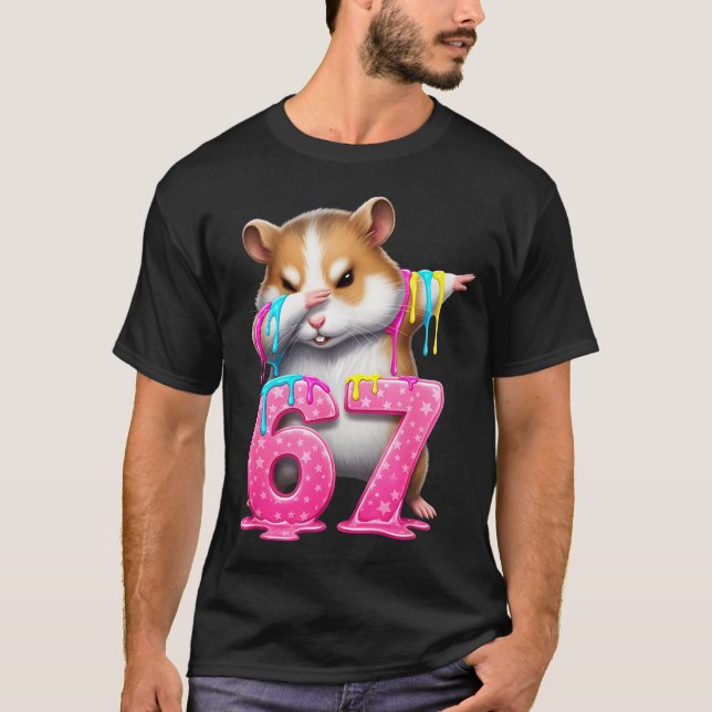 67 Animals Funny 67 Brainrot Youth Kids Hamster 67 T-Shirt (Front)