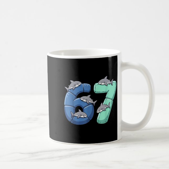 67 Animals Funny 67 Brainrot Youth Kids Shark 67  Coffee Mug (Right)