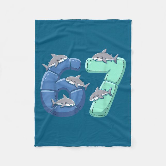 67 Animals Funny 67 Brainrot Youth Kids Shark 67  Fleece Blanket (Front)