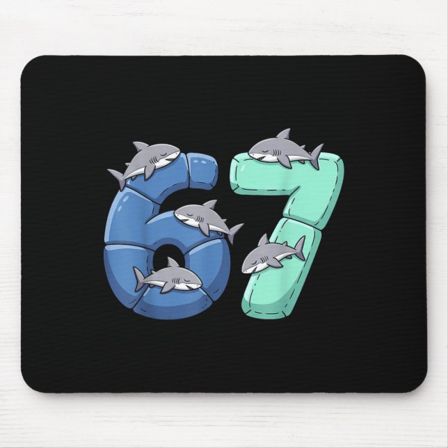 67 Animals Funny 67 Brainrot Youth Kids Shark 67  Mouse Mat (Front)
