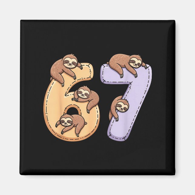 67 Animals Funny 67 Brainrot Youth Kids Sloth 67  Magnet (Front)