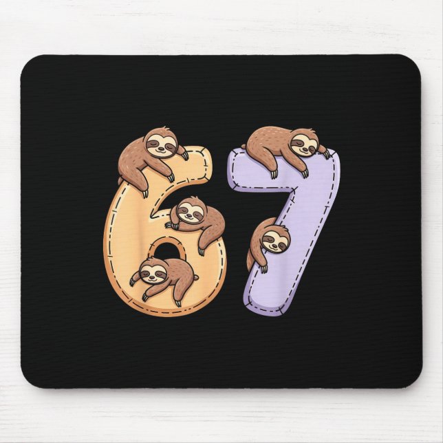 67 Animals Funny 67 Brainrot Youth Kids Sloth 67  Mouse Mat (Front)