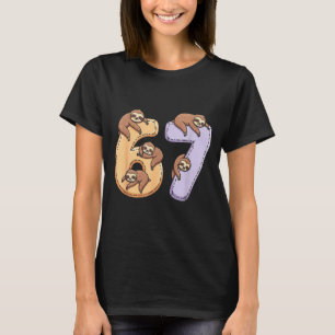 67 Animals Funny 67 Brainrot Youth Kids Sloth 67  T-Shirt