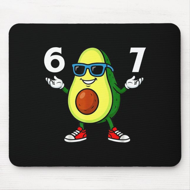 67 Avocado 6 7 Funny Cool Six Seven Meme Cartoon B Mouse Mat (Front)