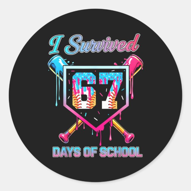 67 Baseball Ice Cream Drip Six Seven Meme Teachers Classic Round Sticker (Front)