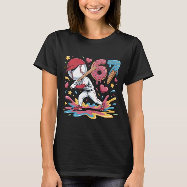 67 Baseball Meme Sweet Drip Art Donut and Ice Crea T-Shirt (Front)