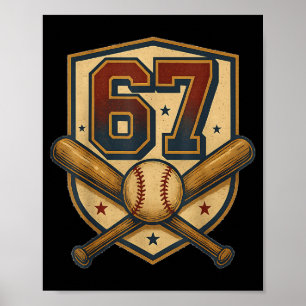 67 Baseball Meme Vintage Srts Crest Funny Retro 67 Poster