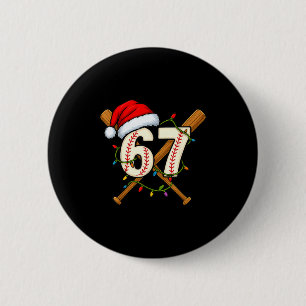 67 Baseball Xmas Lights Santa Hat Funny Holiday 6 Cm Round Badge