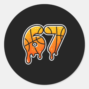 67 Basketball Halftone Meme Gen Alpha Slang Drip S Classic Round Sticker