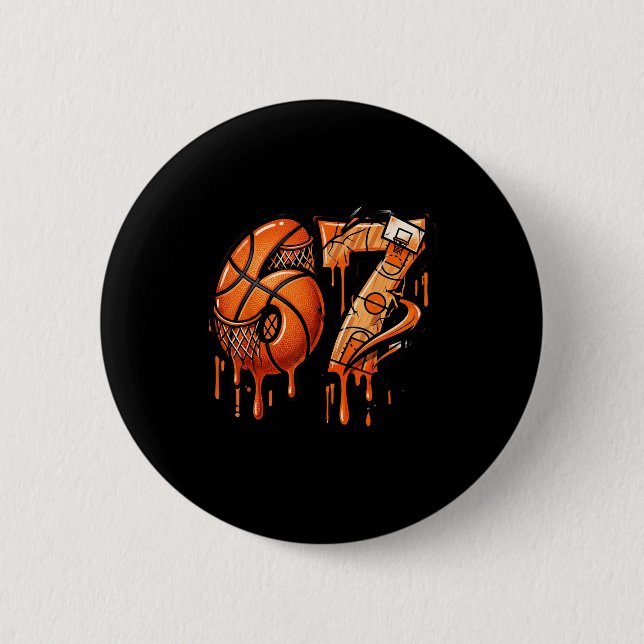 67 Basketball Ice Cream Drip Six Seven  6 Cm Round Badge (Front)