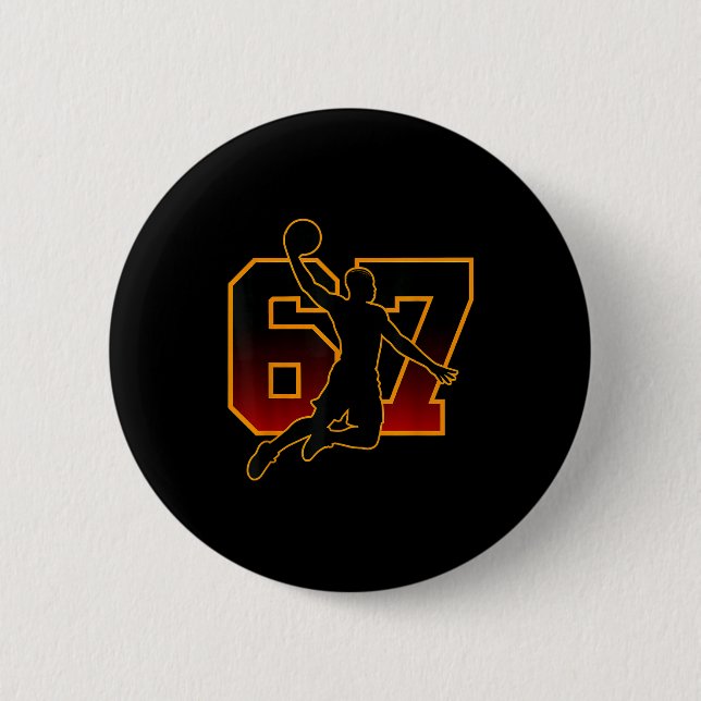 67 Basketball Meme Slam Dunk Sition Six Seven Numb 6 Cm Round Badge (Front)