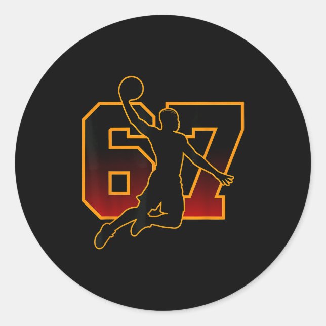 67 Basketball Meme Slam Dunk Sition Six Seven Numb Classic Round Sticker (Front)
