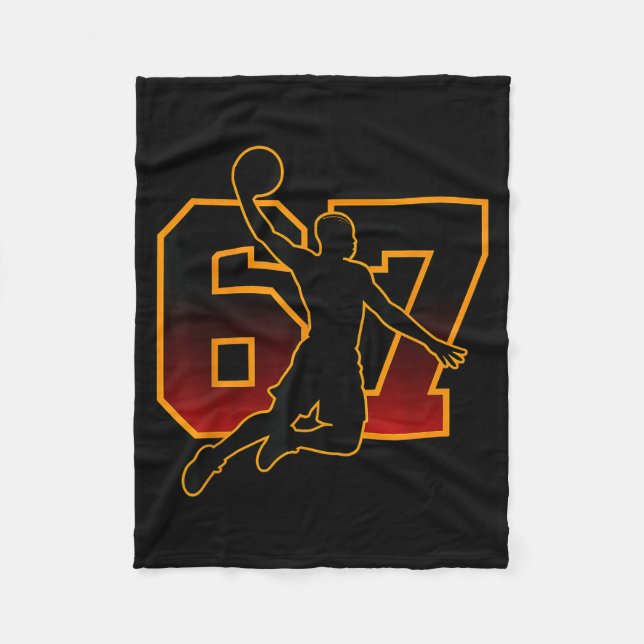 67 Basketball Meme Slam Dunk Sition Six Seven Numb Fleece Blanket (Front)