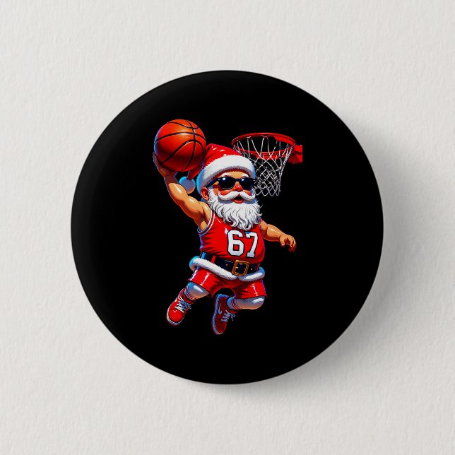67 Basketball Santa Six Seven Meme Christmas Srt M 6 Cm Round Badge (Front)