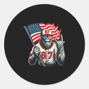 67 Bigfoot Meme Funny Six Seven Gen Alpha Slang  Classic Round Sticker