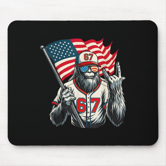 67 Bigfoot Meme Funny Six Seven Gen Alpha Slang  Mouse Mat (Front)