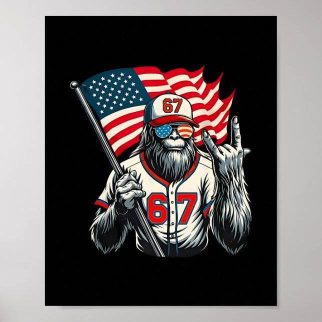 67 Bigfoot Meme Funny Six Seven Gen Alpha Slang  Poster (Front)