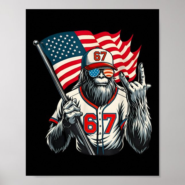67 Bigfoot Meme Funny Six Seven Gen Alpha Slang  Poster (Front)
