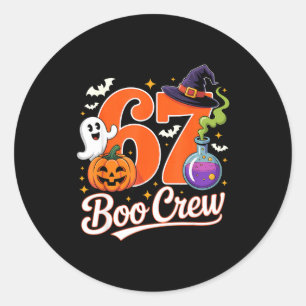 67 boo crew funny halloween ghost witch pumpkin classic round sticker