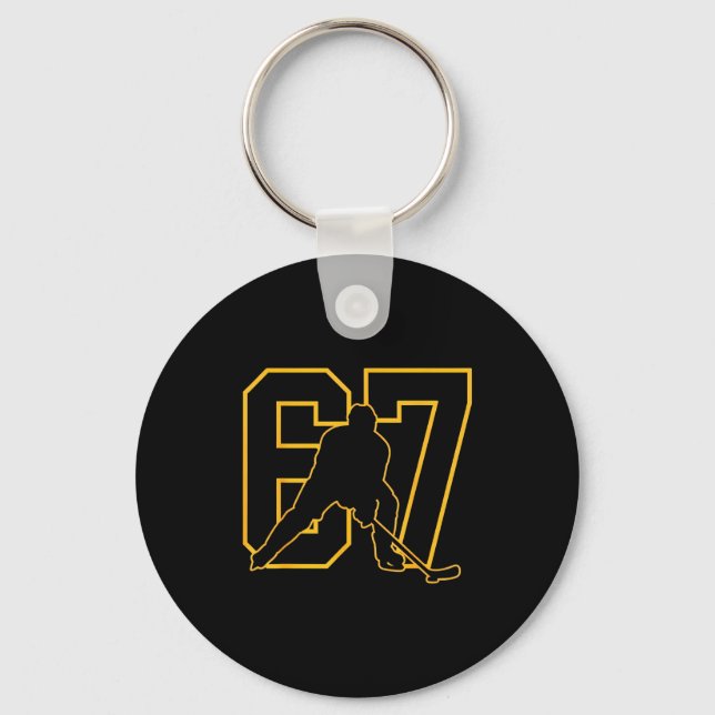 67 Brainrot Youth Ice Hockey Drip - Funny Kids 67  Key Ring (Front)