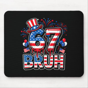 67 bruh american flag six seven funny 4th of july mouse mat