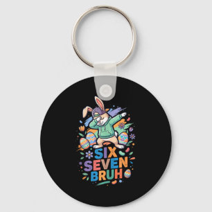 67 Bruh Bunny Six Seven Meme Funny Easter Day Dabb Key Ring