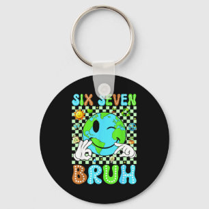 67 bruh earth day everyday six seven kids women key ring