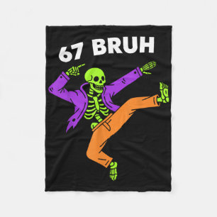 67 Bruh Halloween Dabbing Skeleton Meme 6 7 Number Fleece Blanket