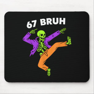 67 Bruh Halloween Dabbing Skeleton Meme 6 7 Number Mouse Mat