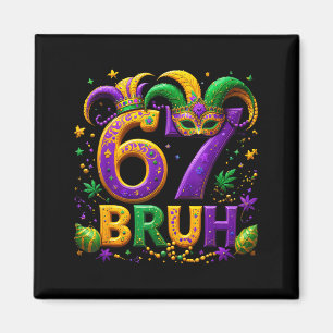 67 Bruh Jester Hat Feather Mask Mardi Gras Fleur D Magnet