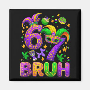 67 Bruh Mardi Gras Jester Mask New Orleans _1  Magnet