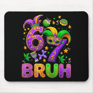 67 Bruh Mardi Gras Jester Mask New Orleans  Mouse Mat