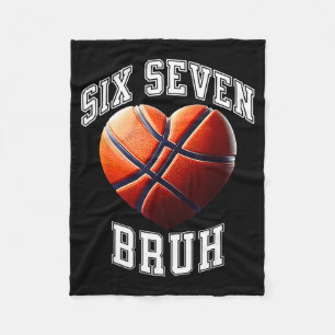 67 Bruh Meme Basketball Six Seven Heart Funny  Fleece Blanket