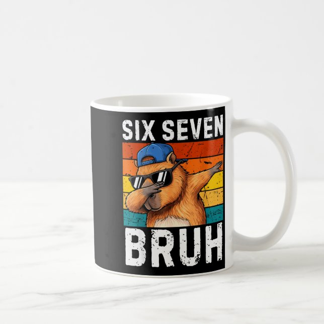 67 Bruh Meme Funny 6 7 Capybara For Boys Kids Six  Coffee Mug (Right)