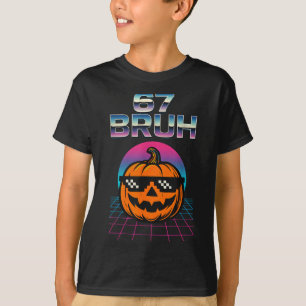 67 Bruh Meme Halloween Pumpkin 6 7 Brainrot Six Se T-Shirt