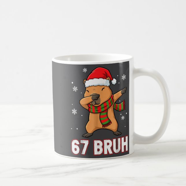 67 Bruh Six Seven Meme Capybara Christmas Kids Boy Coffee Mug (Right)